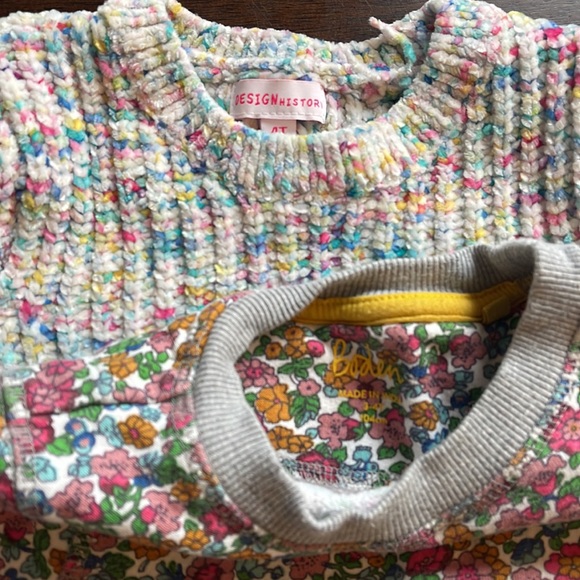 Mini Boden & Design History Toddler sweater sweatshirt bunny flower tutti frutti - Picture 3 of 5